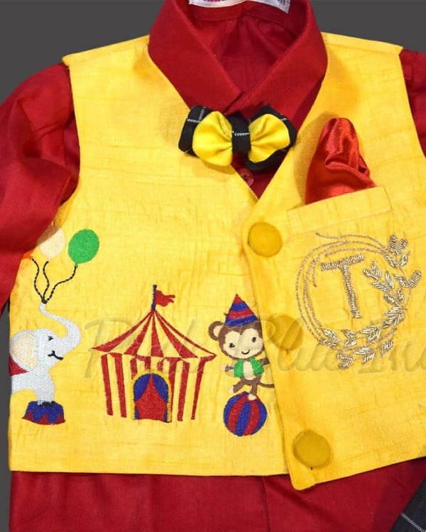 Circus carnival themed outfit for baby boy birthday celebration wear