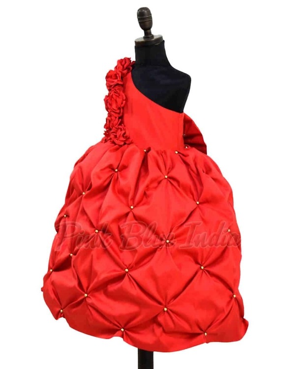 One shoulder ball gown for baby girl elegant birthday party wear