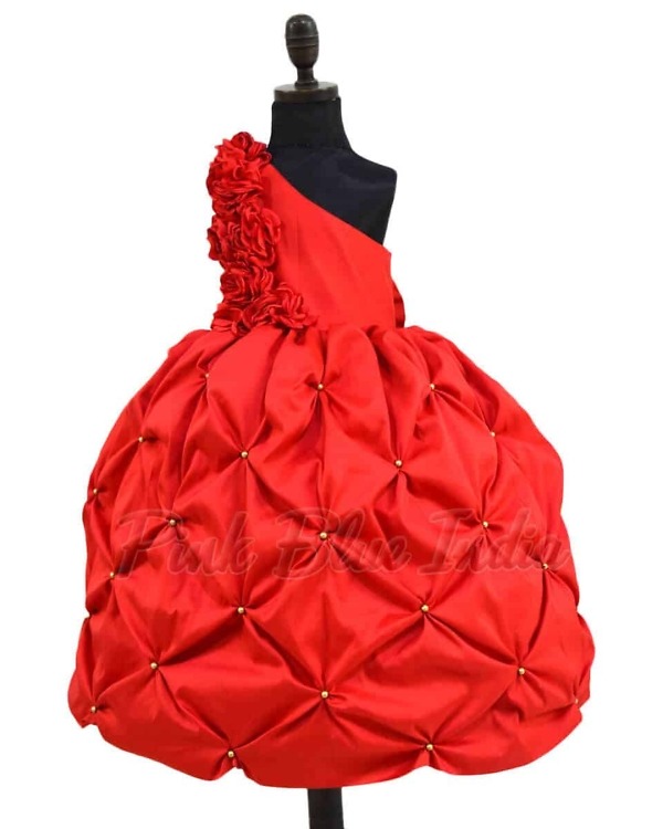 One shoulder ball gown baby girl birthday stylish party outfit