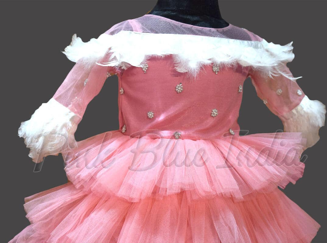 Baby girl pink layered princess dress birthday party cute outfit