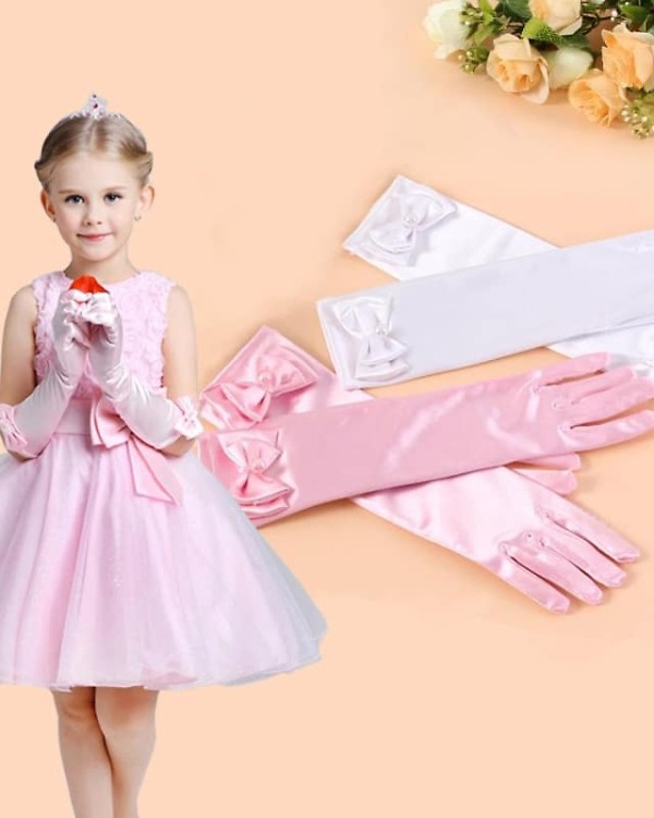 Baby girl gloves for party wear, cute princess accessory