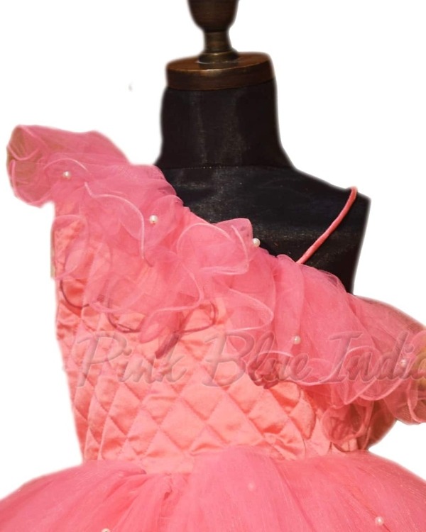 Baby pink birthday gown for baby girl cute princess stylish outfit