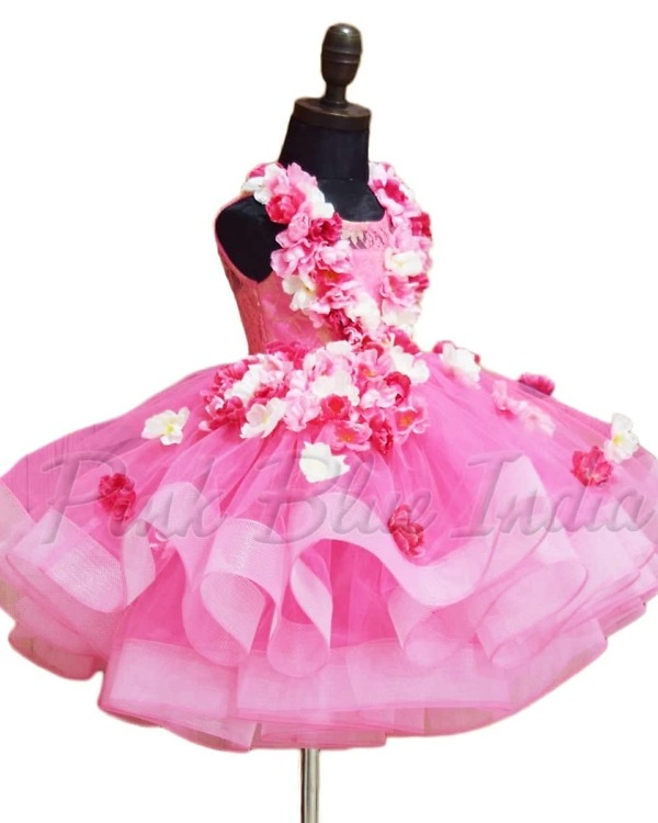 Pink bow dress for baby girl stylish birthday celebration outfit