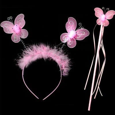 Baby girl wings and wand pink butterfly birthday costume cute gift