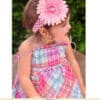 Baby pink designer flower headband for infant party wear, elegant cute look