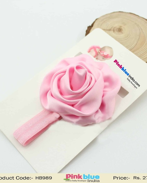 Baby pink flower headband for girls party, soft and stylish accessory
