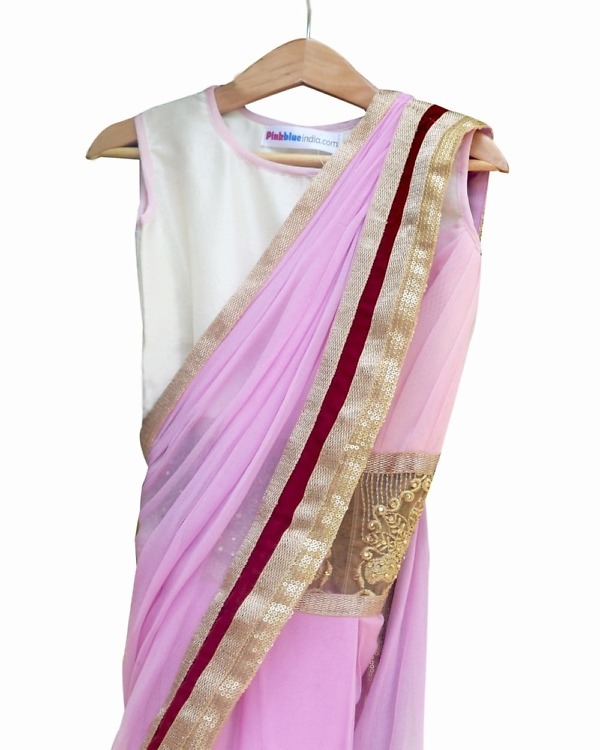 Baby pink saree blouse for girls festive wear stylish elegant