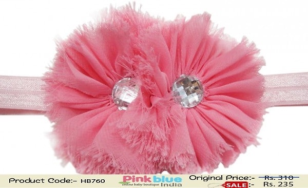 Baby pink infant headband for birthday photoshoot, cute and soft look
