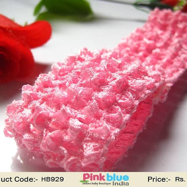 Baby pink crochet hairband for baby girl birthday outfit, cute cozy style
