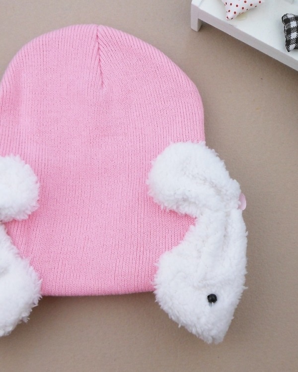 Soft pink winter cap for baby girls stylish festive outfit accessory