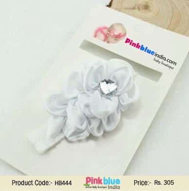 Baby girl white hairband for newborn photoshoot and celebration cute accessory