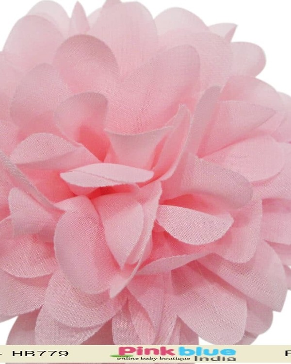 Pink designer net headband for baby girl birthday, soft and elegant