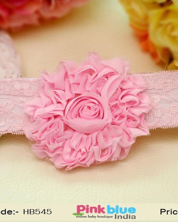 Baby girl pink floral headband birthday party wear cute stylish