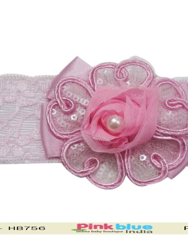 Baby pink net headband for first birthday, cute princess style accessory