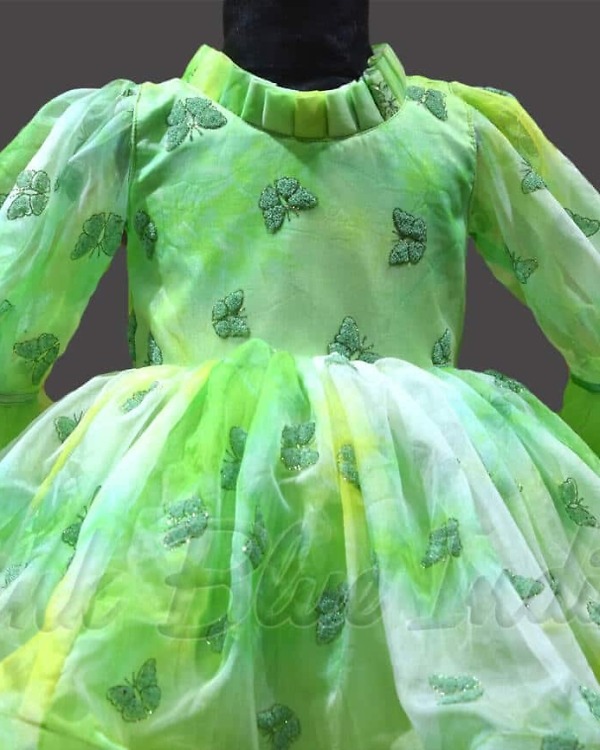 Butterfly theme birthday gown for baby girl, stylish party outfit
