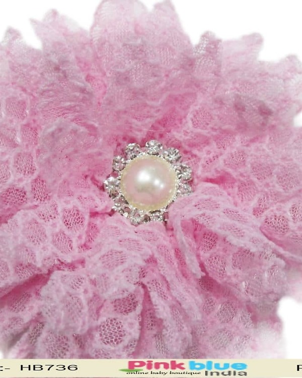 Baby girl pink designer headband floral party accessory cute stylish gift
