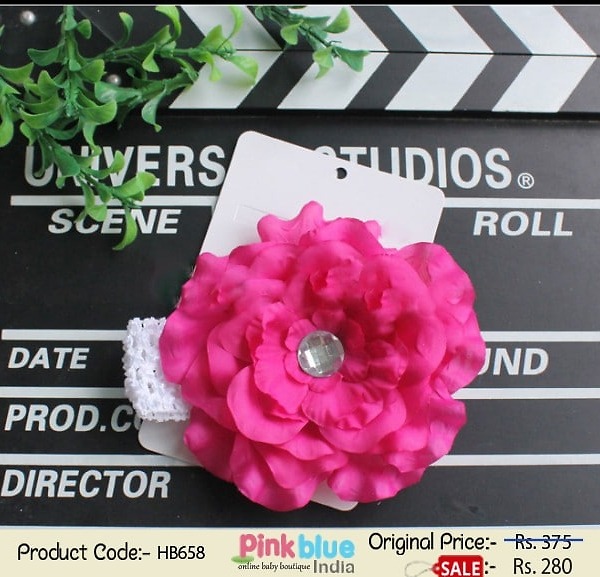 Baby girl white floral crochet hairband stylish wedding accessory