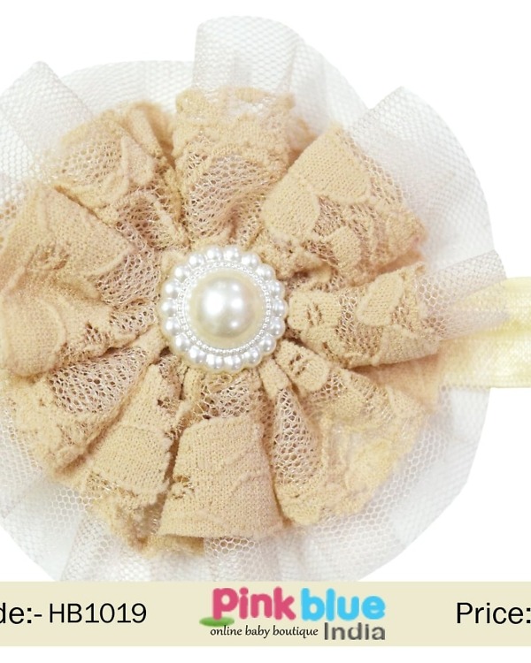 Pale yellow flower headband for baby girls birthday, cute and stylish