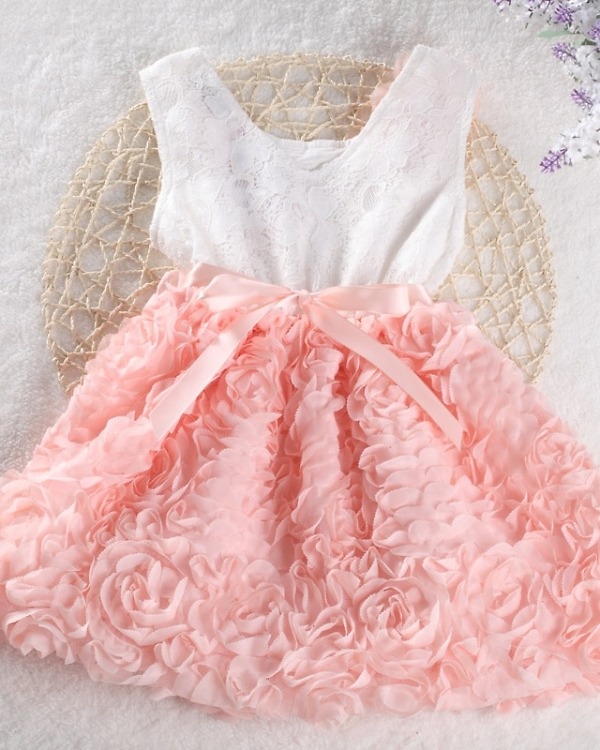 Peach birthday dress for baby girl special occasion, elegant cute outfit