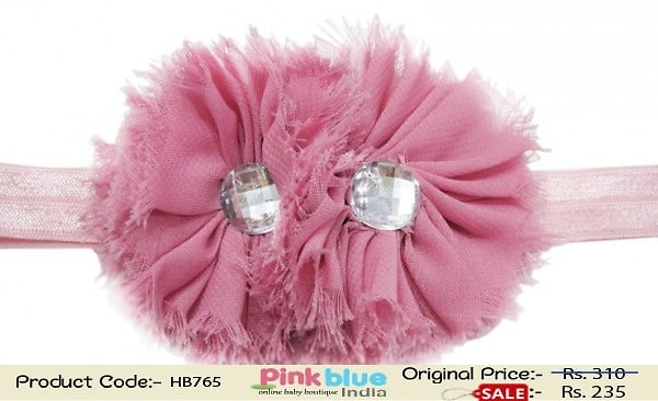 Peach pink baby girl headband with bow for birthday party, cute and stylish