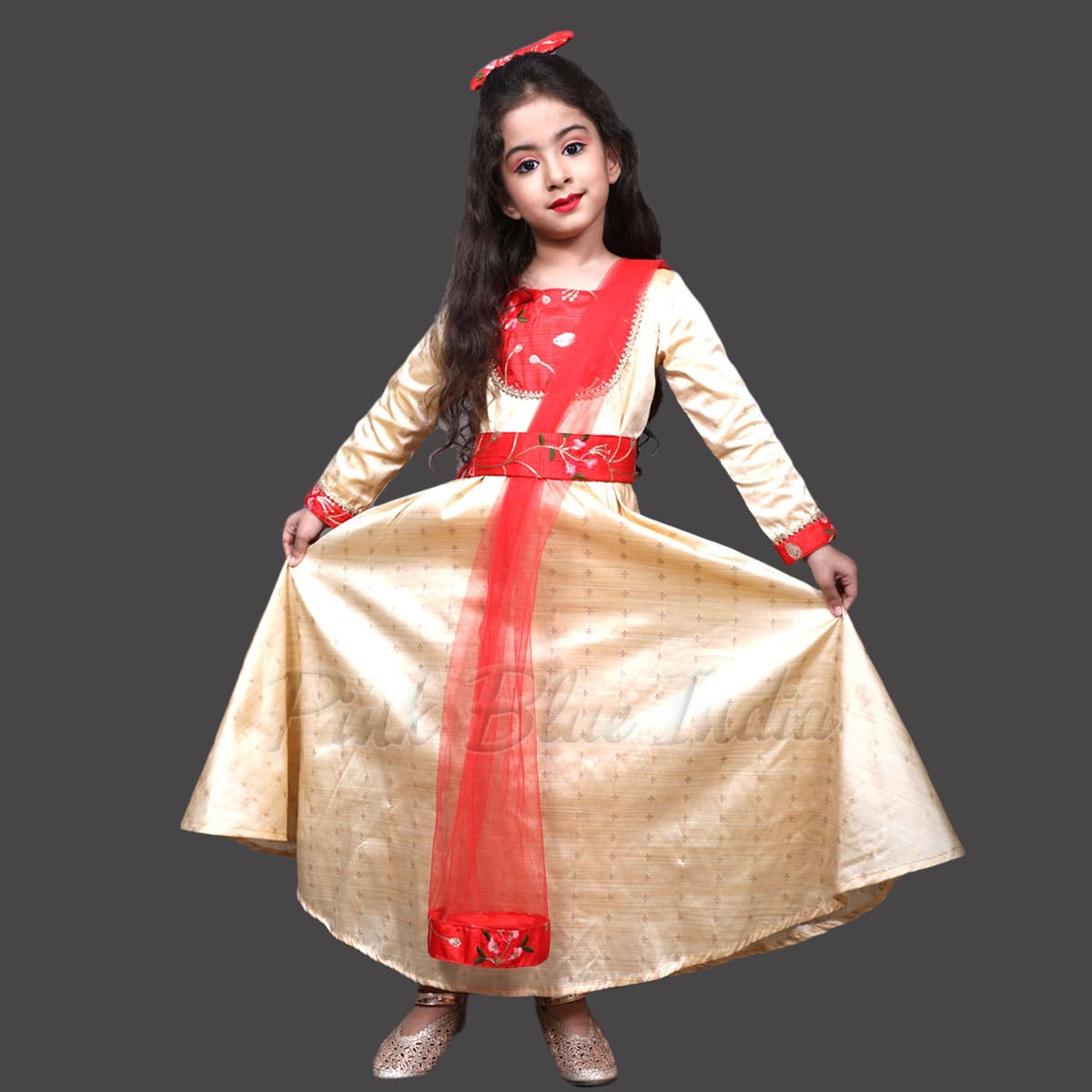 Beige long gown for girls wedding celebration elegant party outfit
