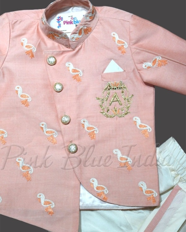 Birthday theme jacket dhoti set for baby boy festive ethnic wear