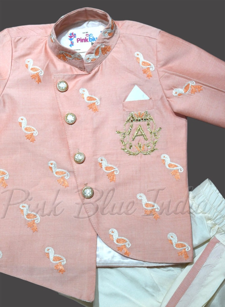 Birthday theme jacket dhoti set for baby boy festive ethnic wear