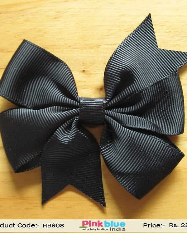 Black bow kids headband for party wear, chic stylish accessory