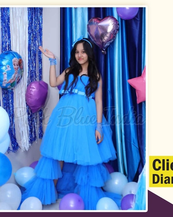 Girls blue designer party dress elegant birthday wear
