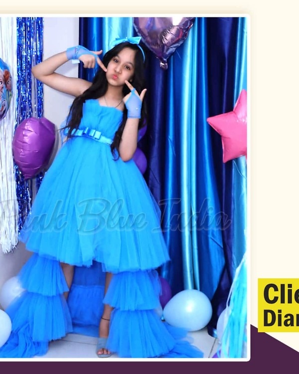 Girls blue hi low party dress stylish festive outfit