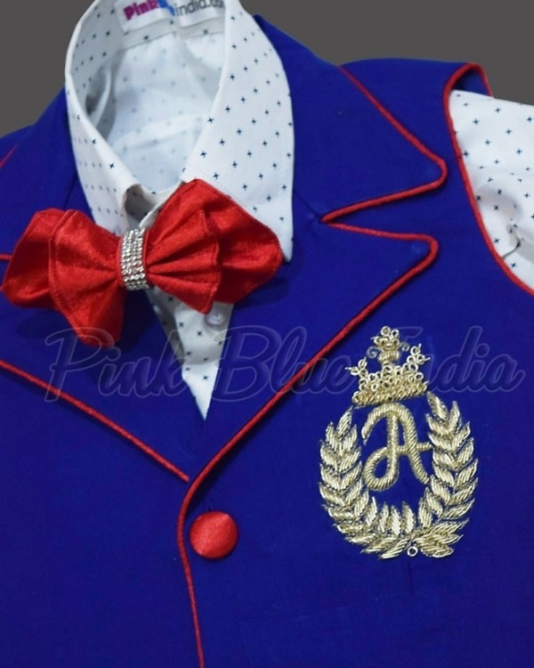 Blue birthday outfit for baby boy stylish first birthday party wear