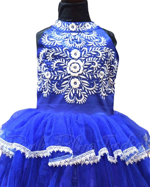 Blue halter neck party dress for kids birthday stylish outfit