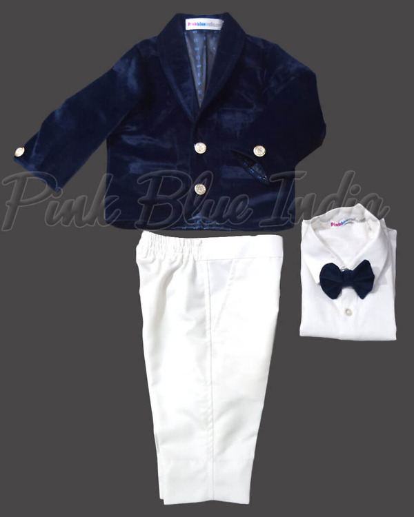 Blue velvet suit for boys birthday party wear stylish formal outfit