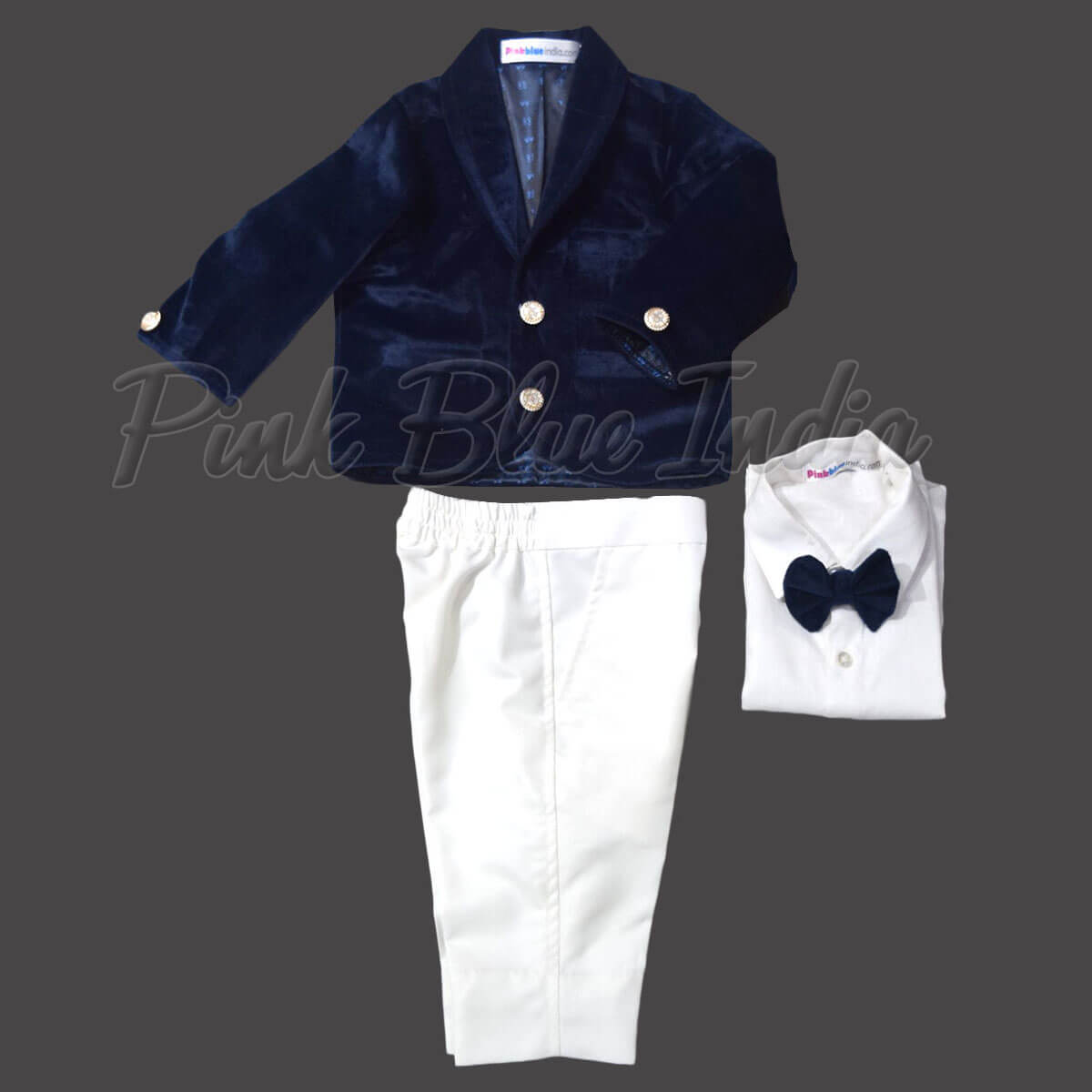 Blue velvet suit for boys birthday party wear stylish formal outfit