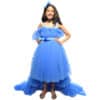 Girls blue designer hi low dress stylish party occasion outfit