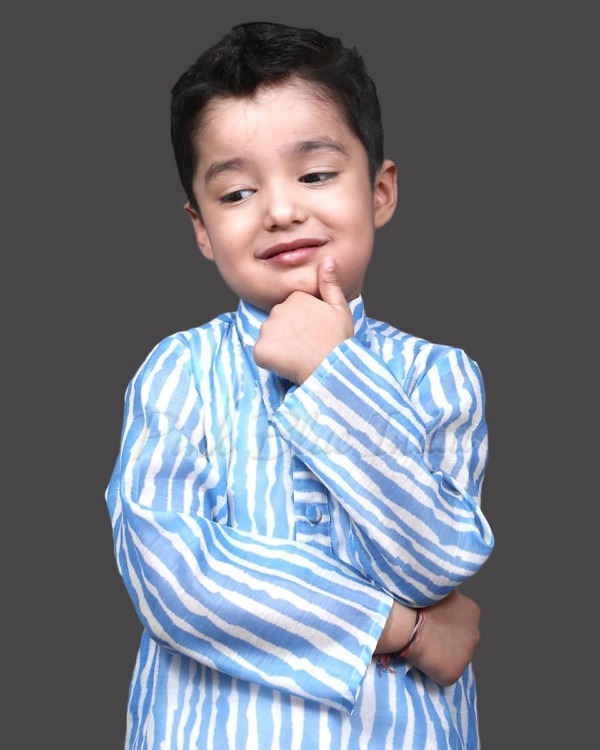Blue kurta pajama for kids festival wear stylish traditional outfit