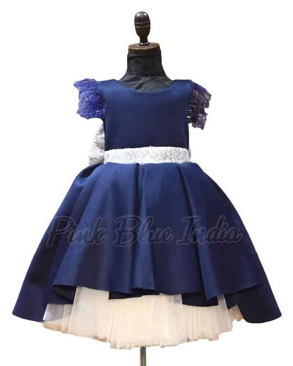Blue stylish dress for girls birthday party chic elegant outfit