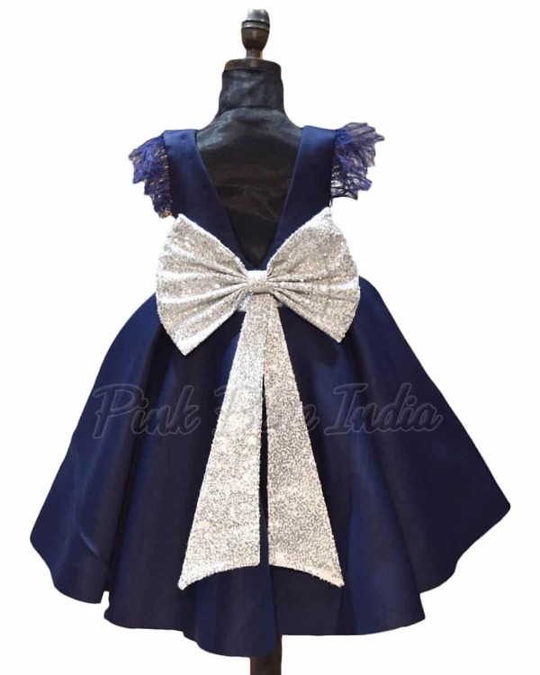 Blue party dress for girls elegant birthday celebration outfit