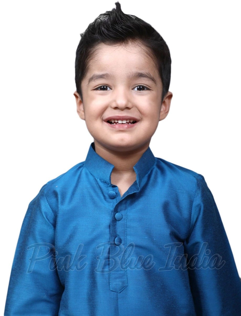 Blue kurta pajama for boys festive wedding traditional outfit