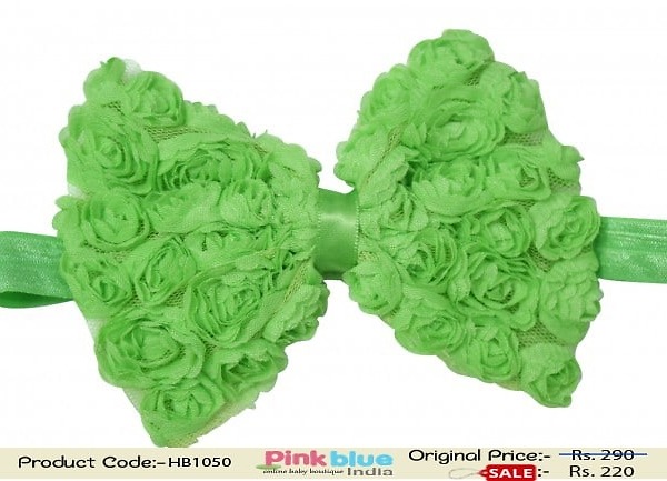 Green floral bow headband for toddler girls party, fresh and stylish wear
