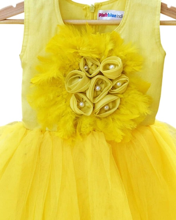 Yellow ethnic designer dress for girls, festive sunshine party wear