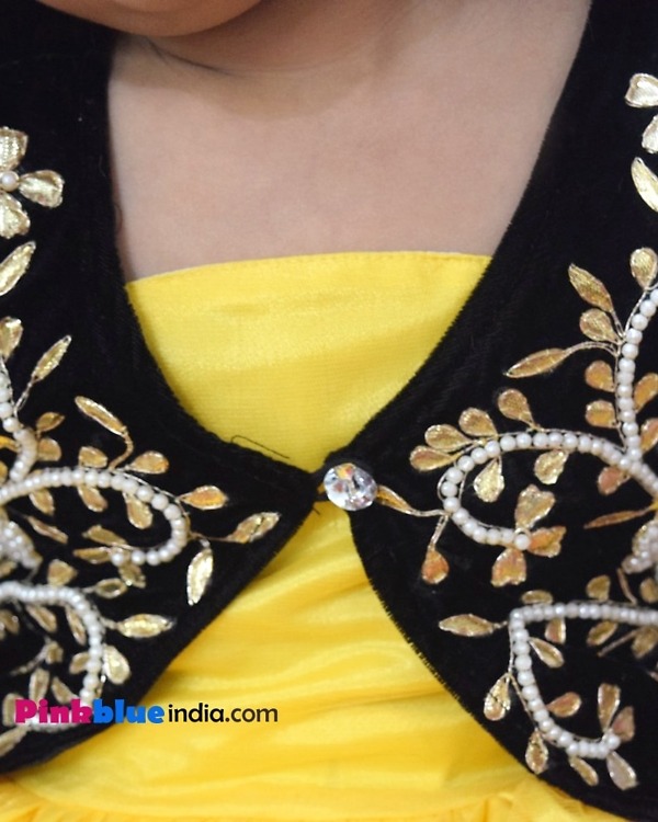 Bright yellow baby girl dress for birthday party wear, cheerful stylish look