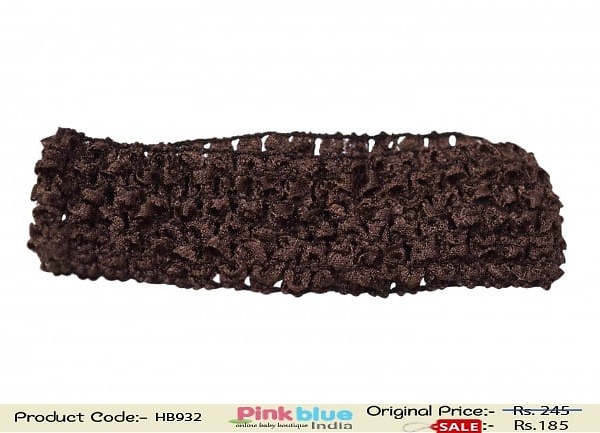 Brown crochet stretch hairband for kids wedding, cozy and stylish accessory