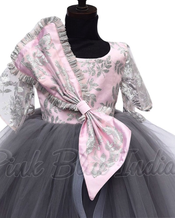 Stylish bell sleeves gown for baby girl birthday elegant outfit