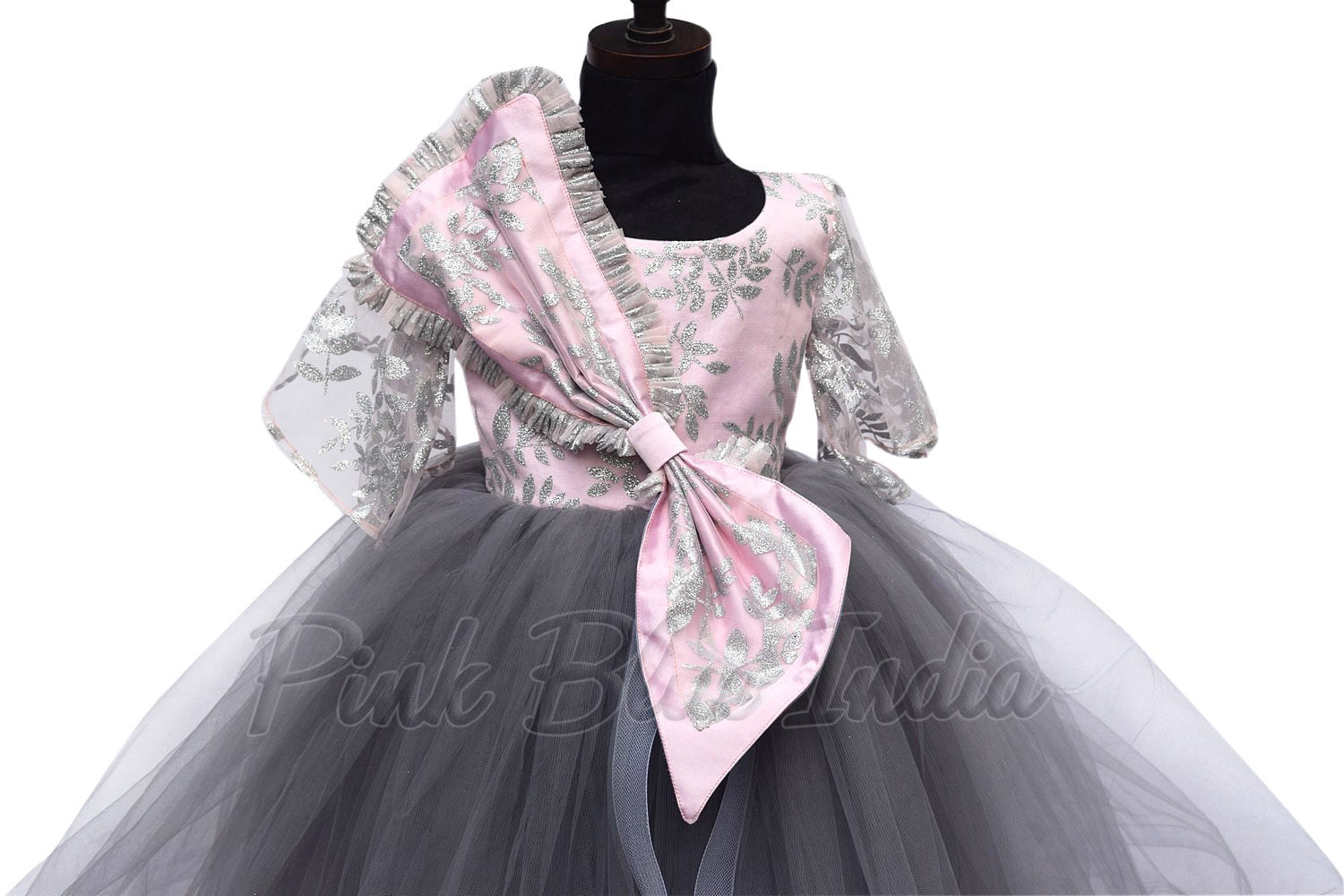 Stylish bell sleeves gown for baby girl birthday elegant outfit