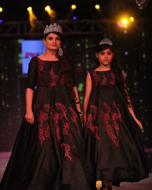 Elegant mother daughter matching dress for party function stylish coordinated outfit
