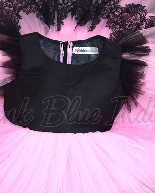 Black pink party wear gown for girls birthday stylish celebration dress