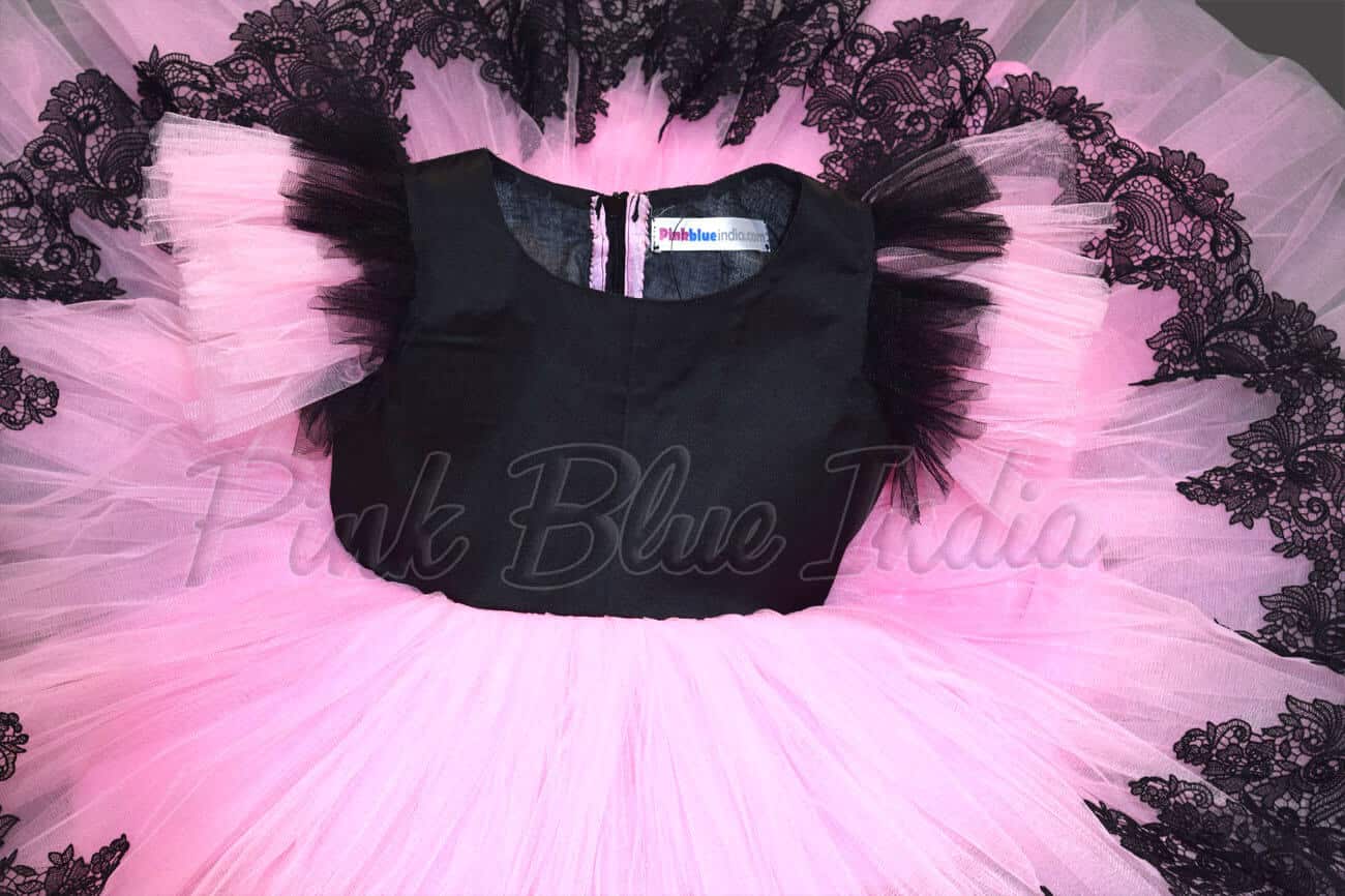 Black pink party wear gown for girls birthday stylish celebration dress