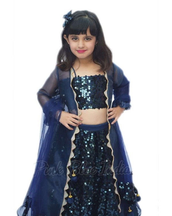Blue wedding lehenga for baby girl traditional stylish celebration wear