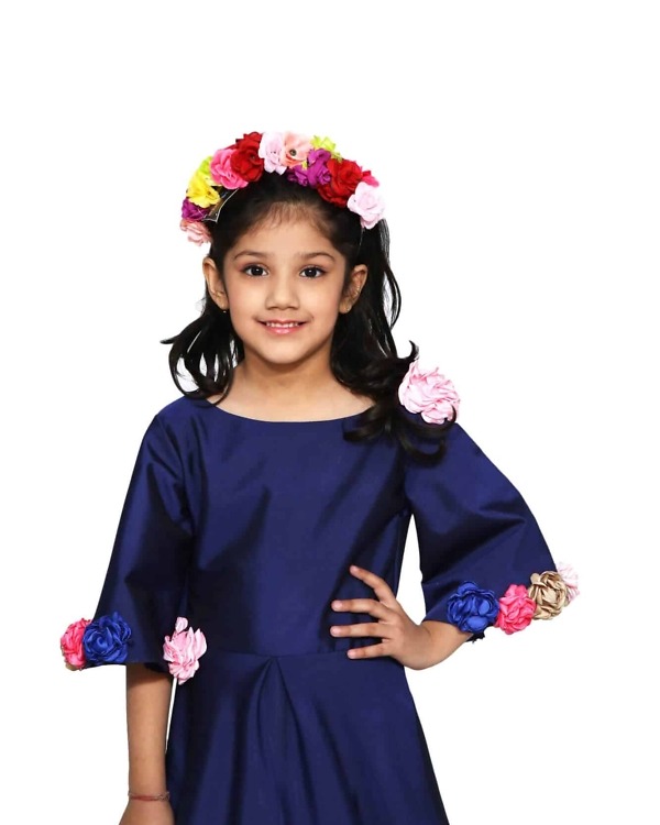 Toddler girl blue birthday gown party wear stylish elegant princess look